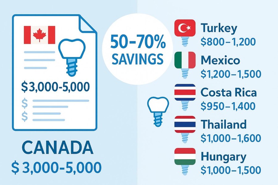 Dental implant cost comparison chart by country