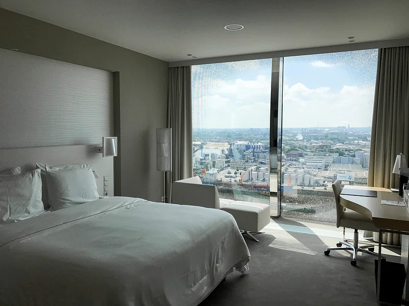 Comfortable hotel room for dental implant recovery abroad