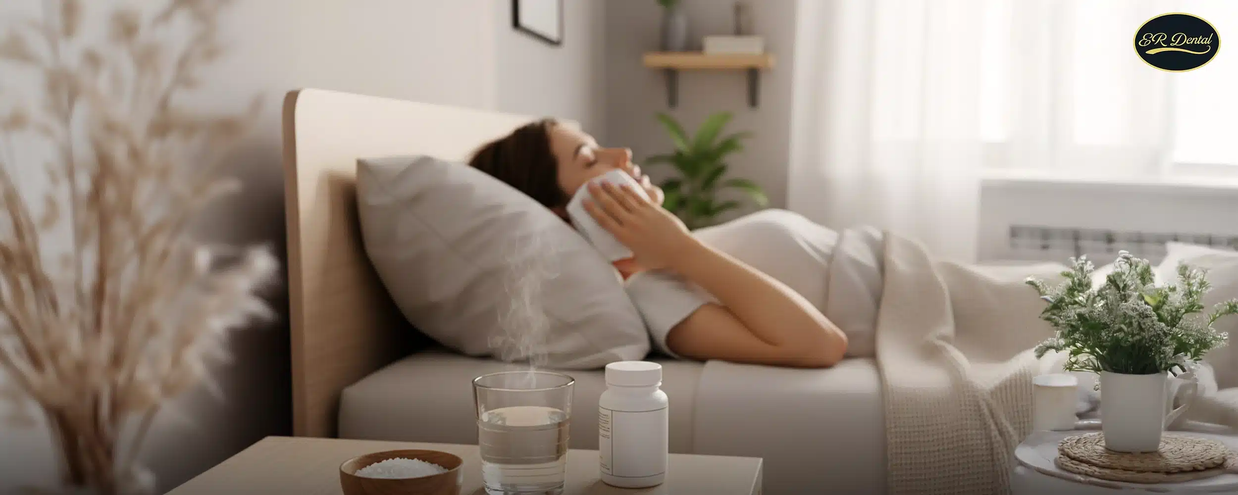 Patient resting comfortably after dental implant surgery