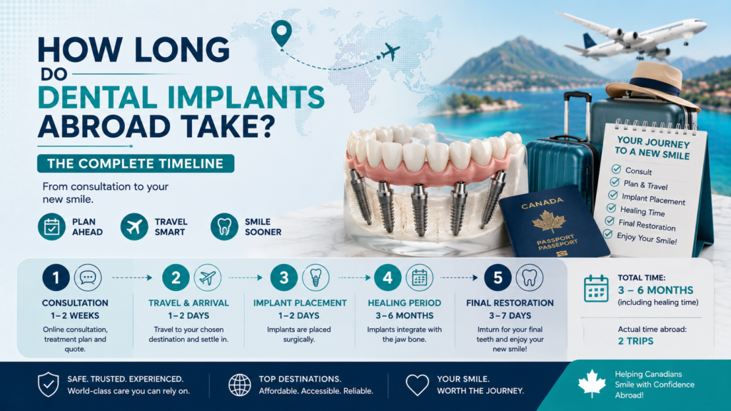 How Long Do Dental Implants Abroad Take? Timeline, Trips, and Recovery