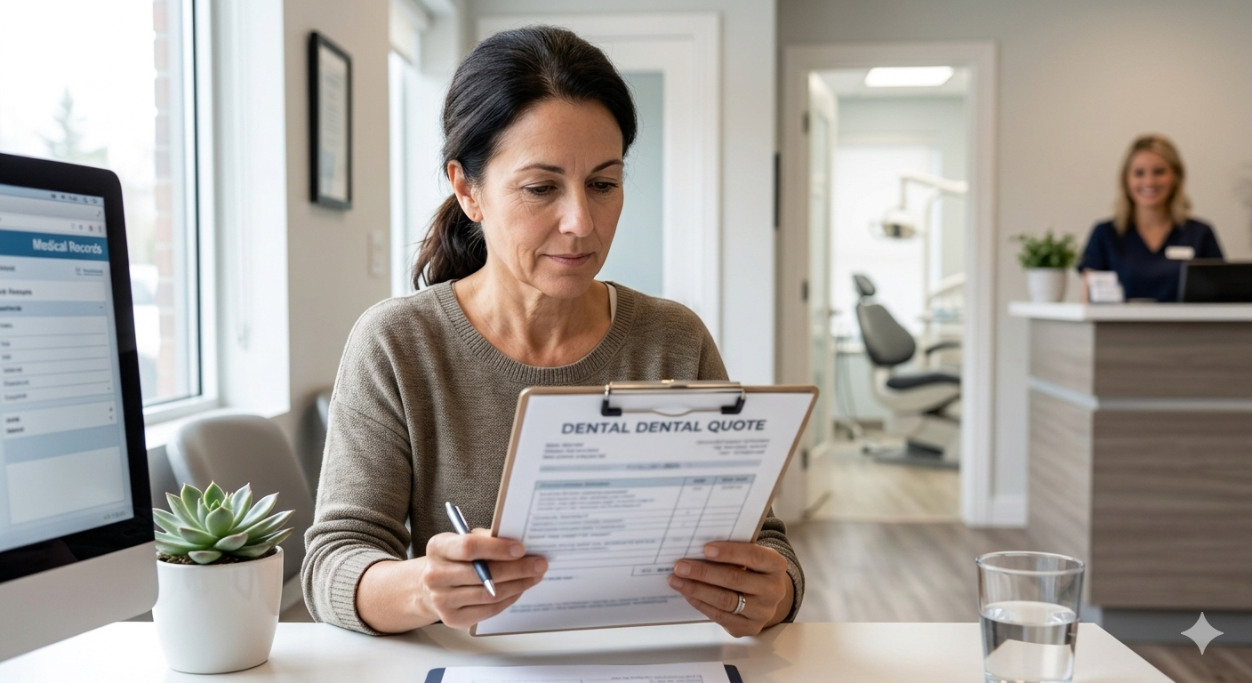 Patient reviewing dental implant quote abroad