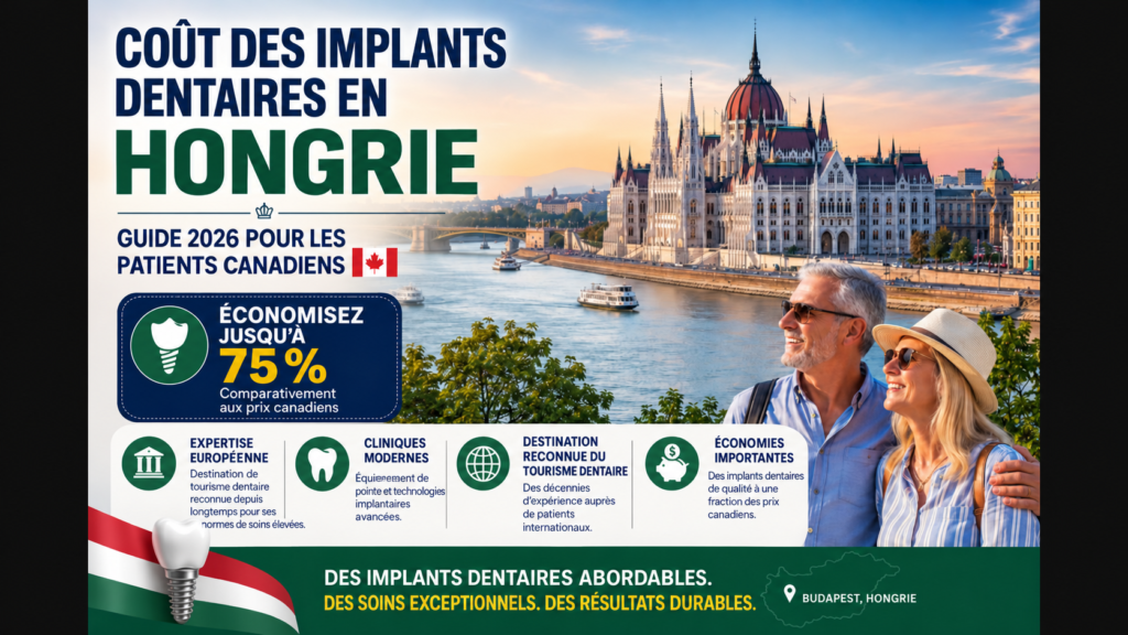 Coût des implants dentaires en Hongrie : guide 2026 pour les patients canadiens