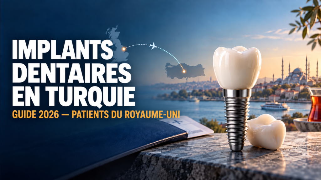 Implants dentaires en Turquie depuis le Royaume-Uni : guide 2026 des coûts et du voyage